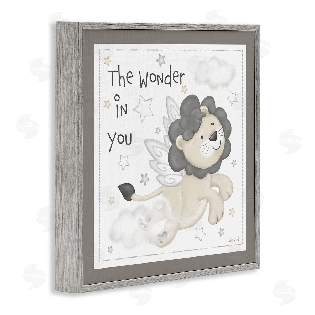 Victoria Hutto The Wonder in You Lion Gray Framed Glicee Wall Art Print