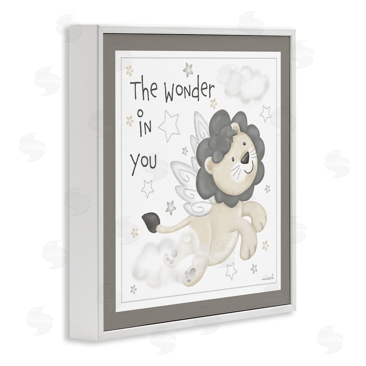 Victoria Hutto The Wonder in You Lion White Framed Glicee Wall Art Print