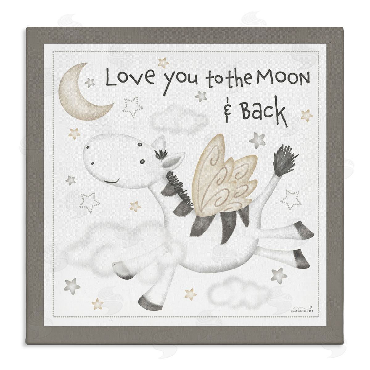 Victoria Hutto Moon & Back Zebra Stretched Canvas Wall Art Print