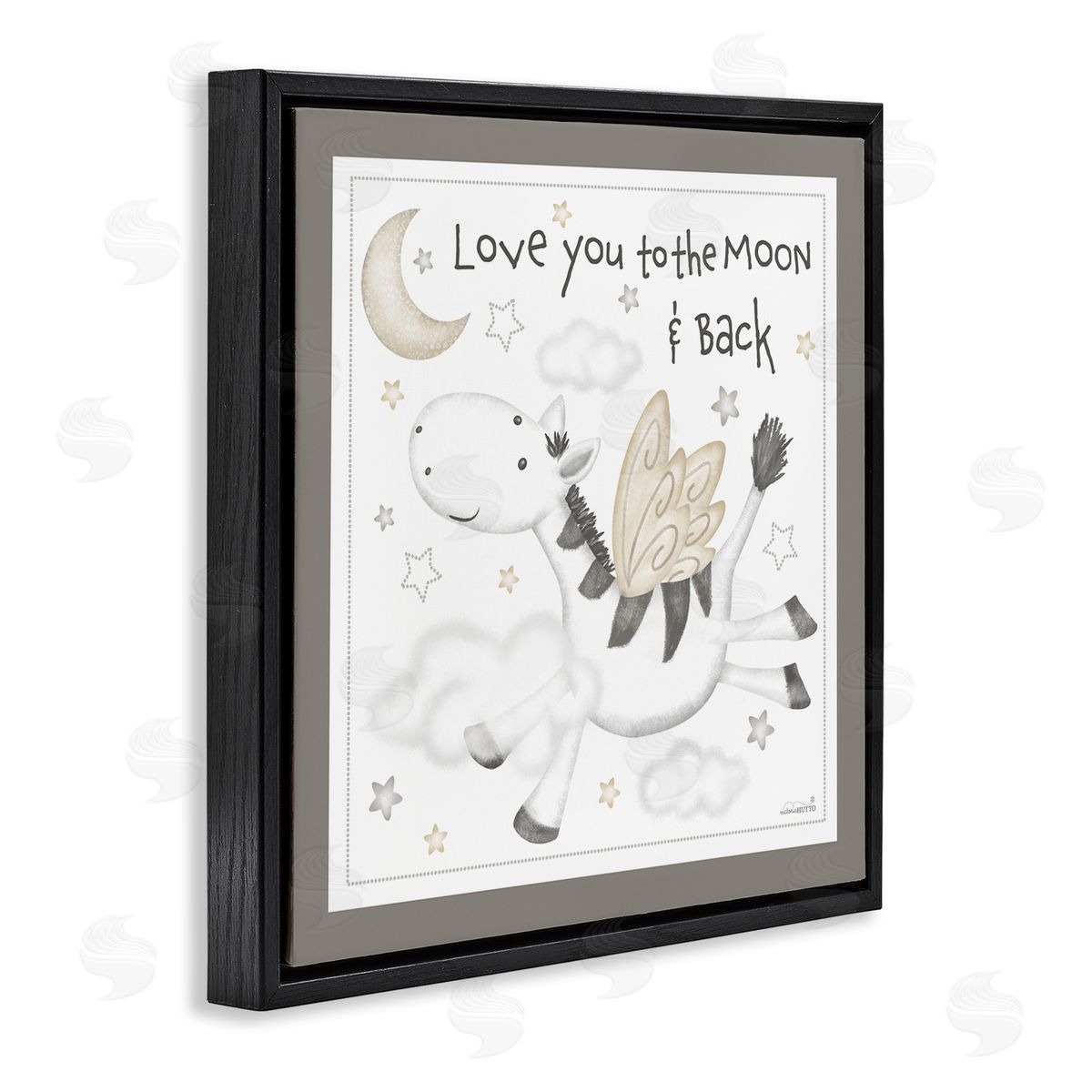 Victoria Hutto Moon & Back Zebra Black Floating Frame Canvas Wall Art Print