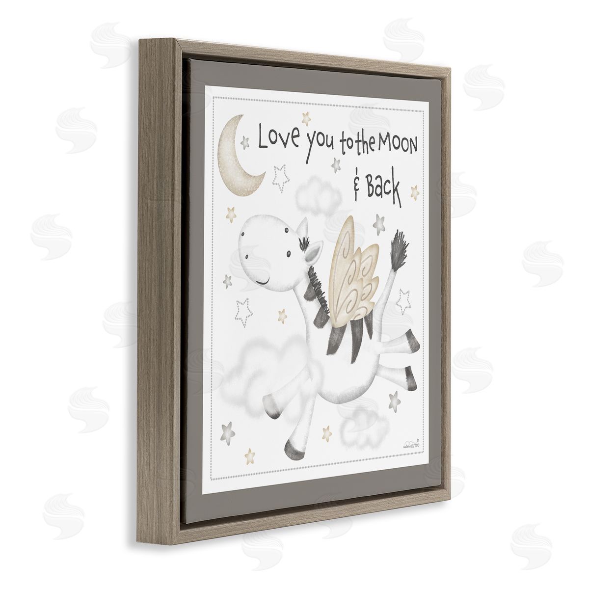 Victoria Hutto Moon & Back Zebra Brown Floating Frame Canvas Wall Art Print