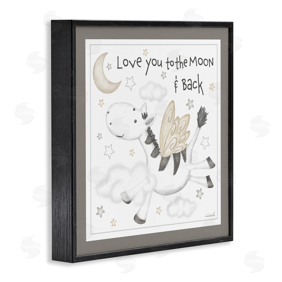 Victoria Hutto Moon & Back Zebra Black Framed Glicee Wall Art Print
