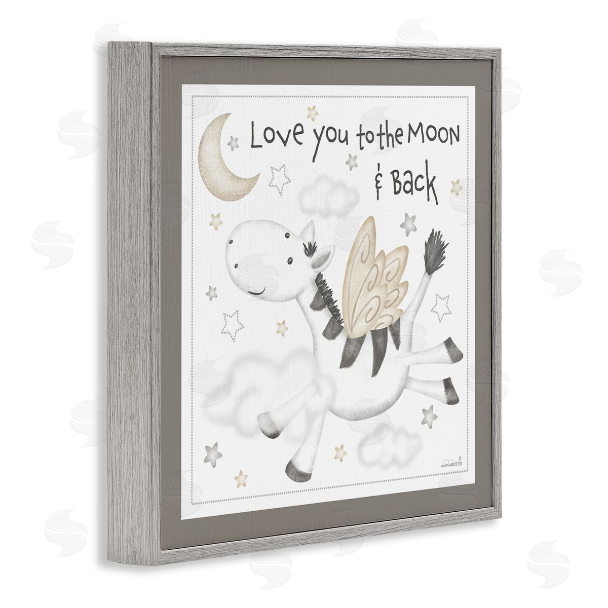 Victoria Hutto Moon & Back Zebra Gray Framed Glicee Wall Art Print