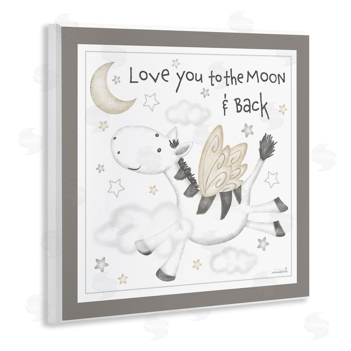 Victoria Hutto Moon & Back Zebra Wooden Wall Plaque Art Print