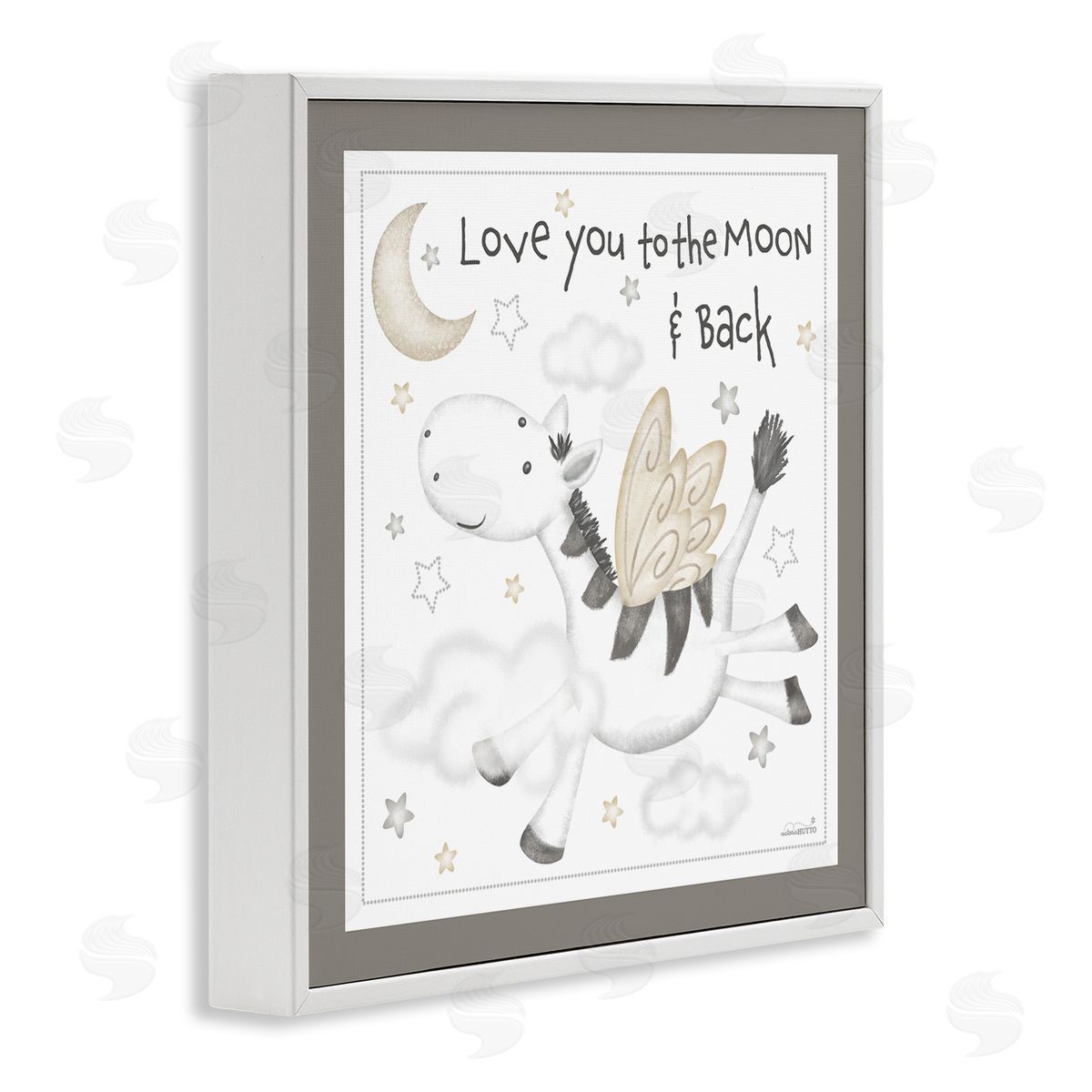 Victoria Hutto Moon & Back Zebra White Framed Glicee Wall Art Print