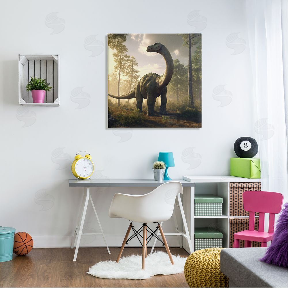 Wumples Detailed Dinosaur Landscape Canvas Wall Art in Room