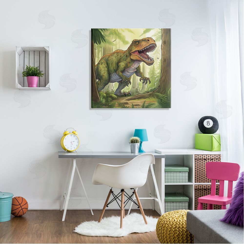 Wumples Roaring Dinosaur Scenery Canvas Wall Art in Room