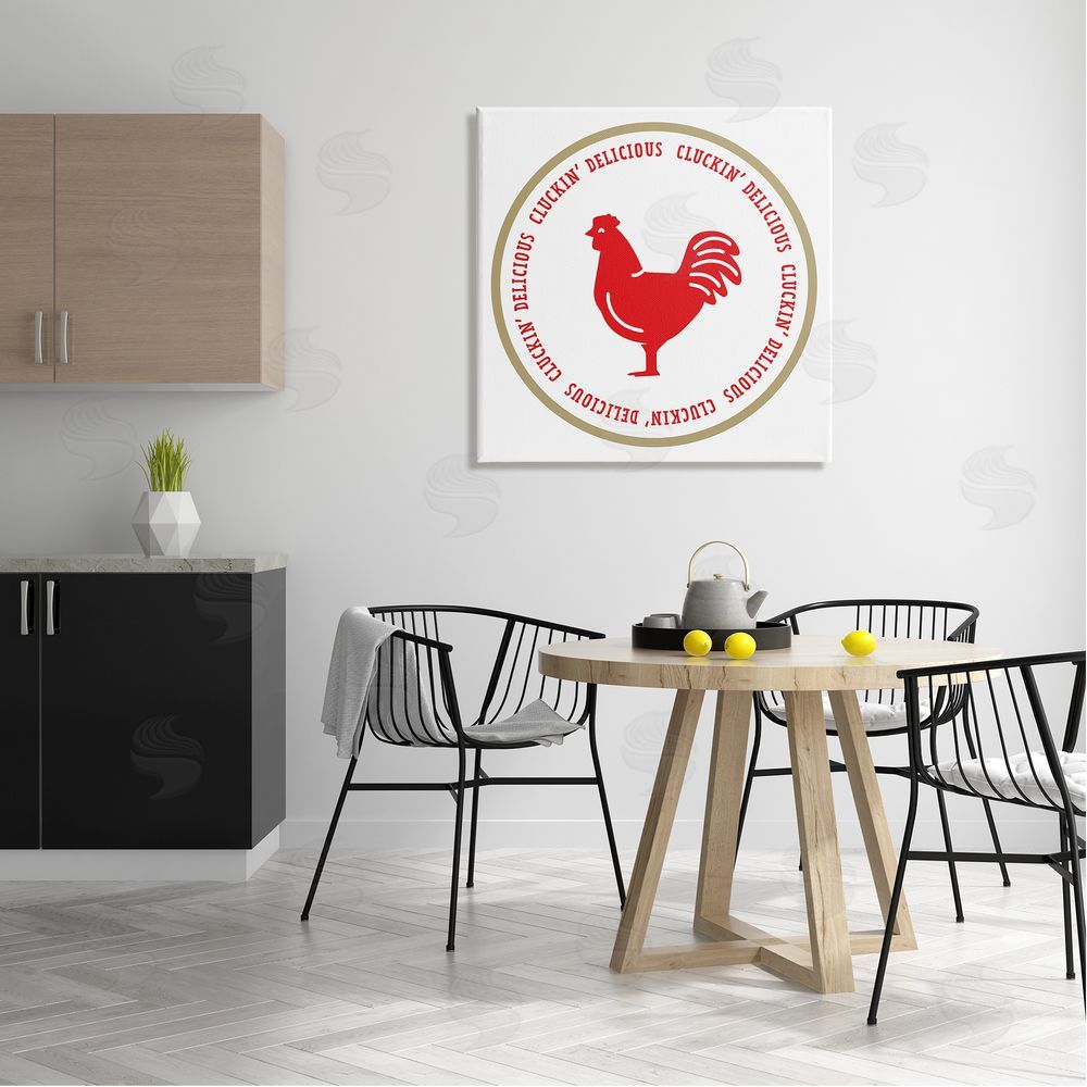 Emily Dumas Cluckin' Delicious Phrase Canvas Wall Art in Room