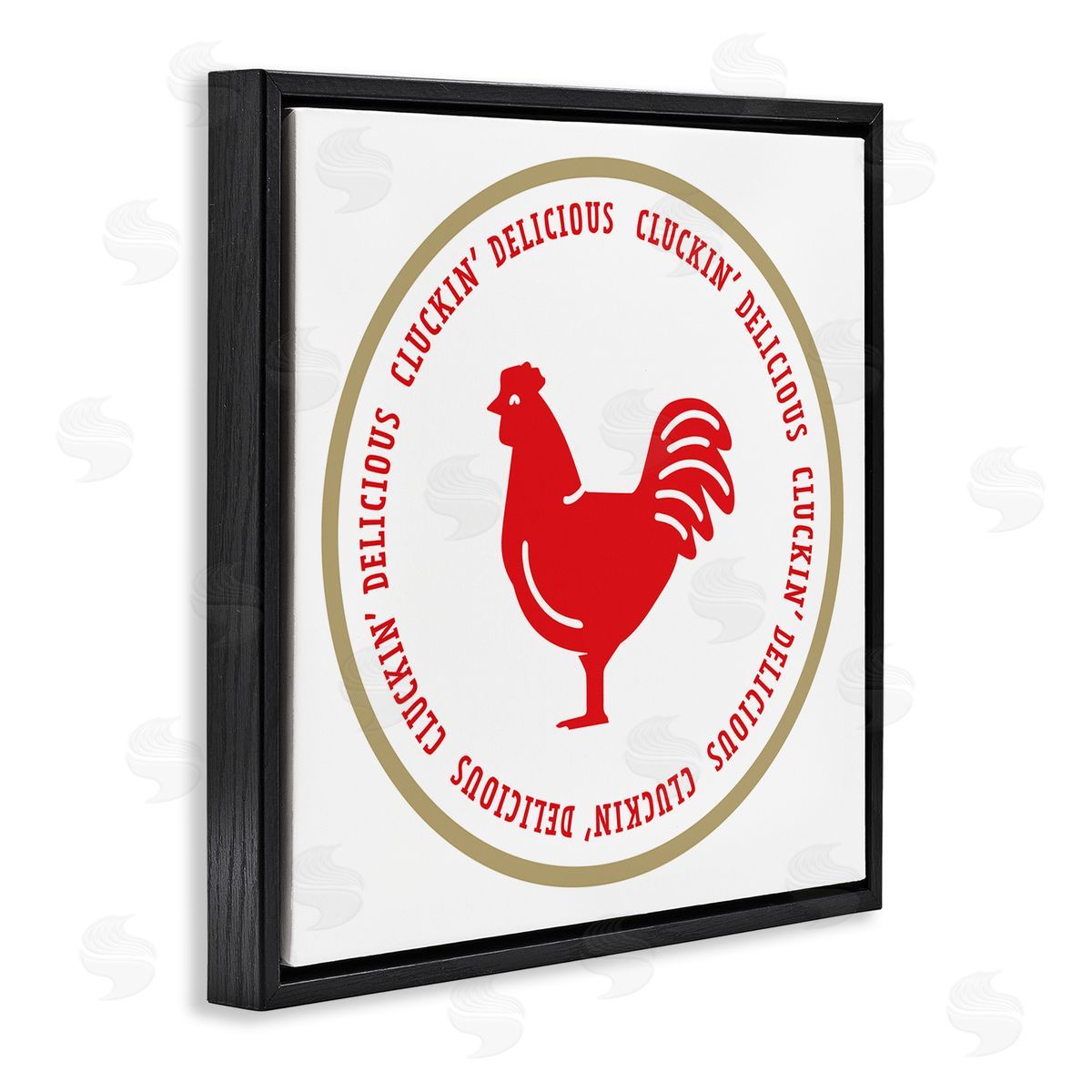 Emily Dumas Cluckin' Delicious Phrase Black Floating Frame Canvas Wall Art Print