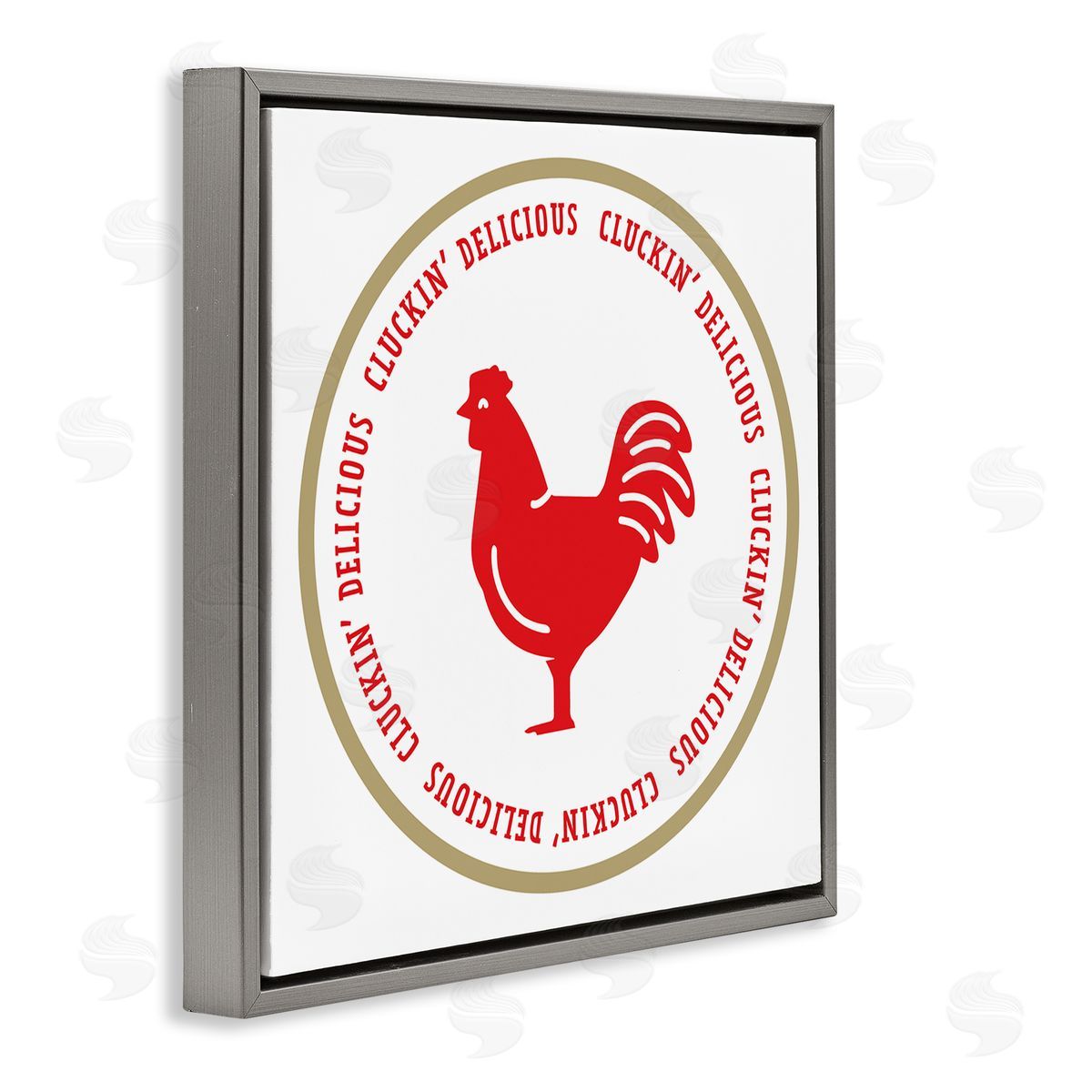 Emily Dumas Cluckin' Delicious Phrase Gray Floating Frame Canvas Wall Art Print