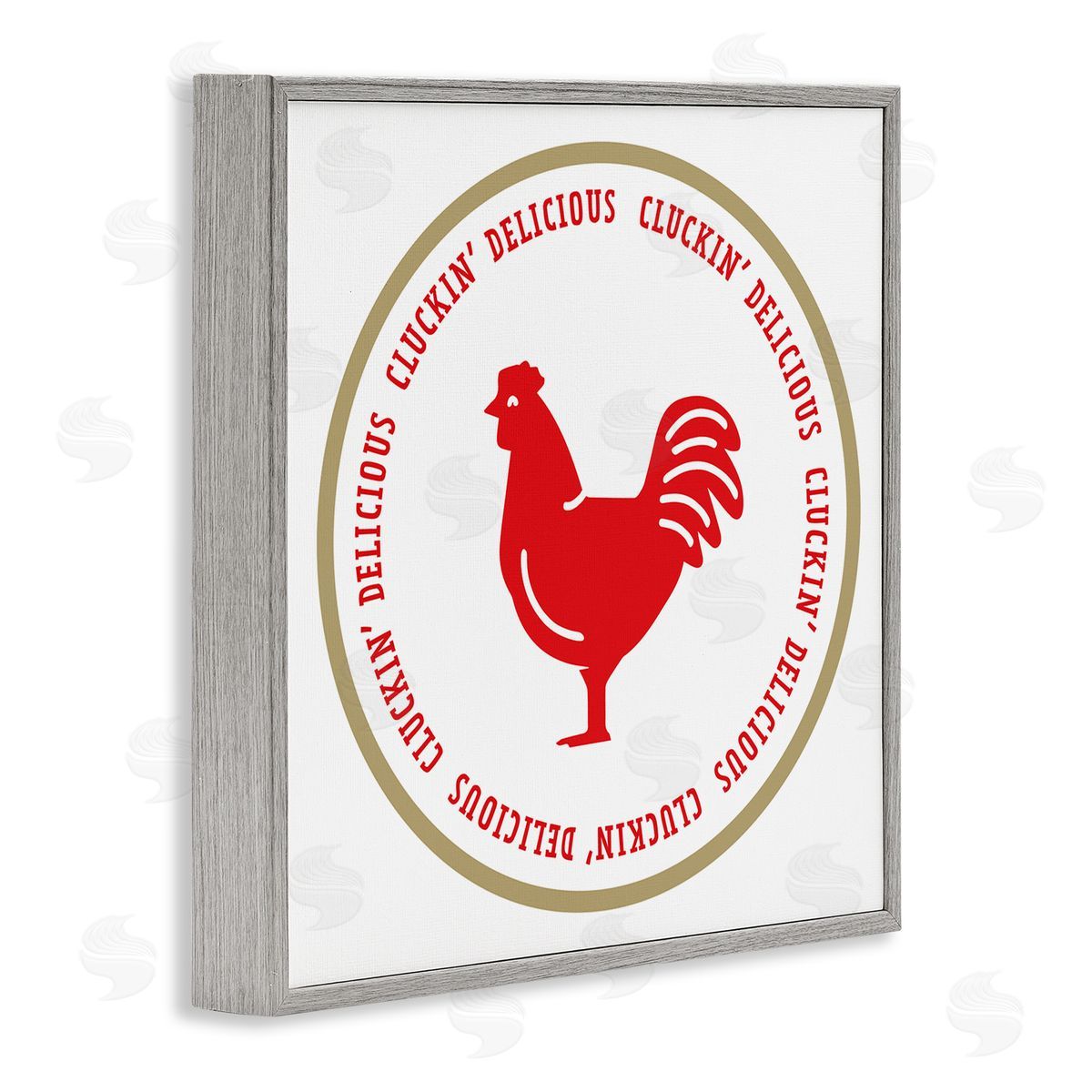 Emily Dumas Cluckin' Delicious Phrase Gray Framed Glicee Wall Art Print