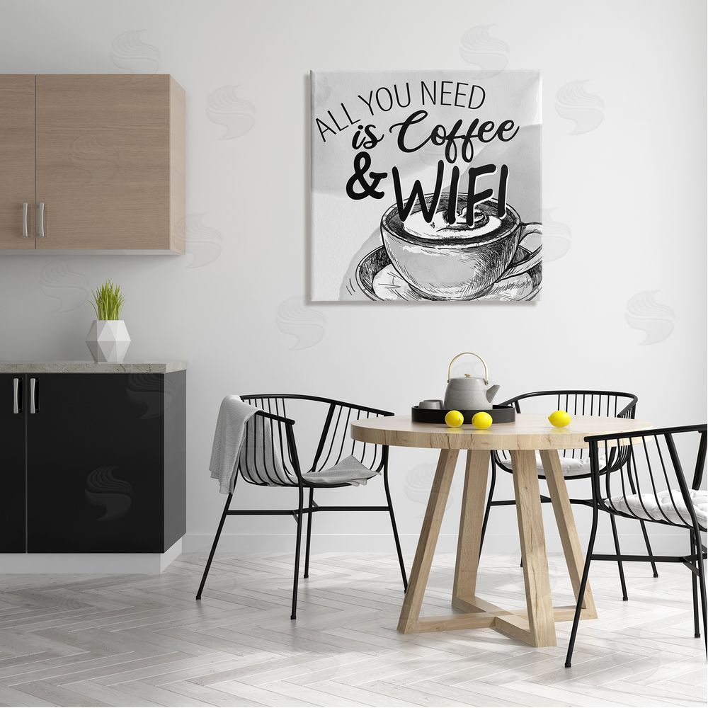 Kim Allen Vintage Coffee & Wifi Canvas Wall Art in Room