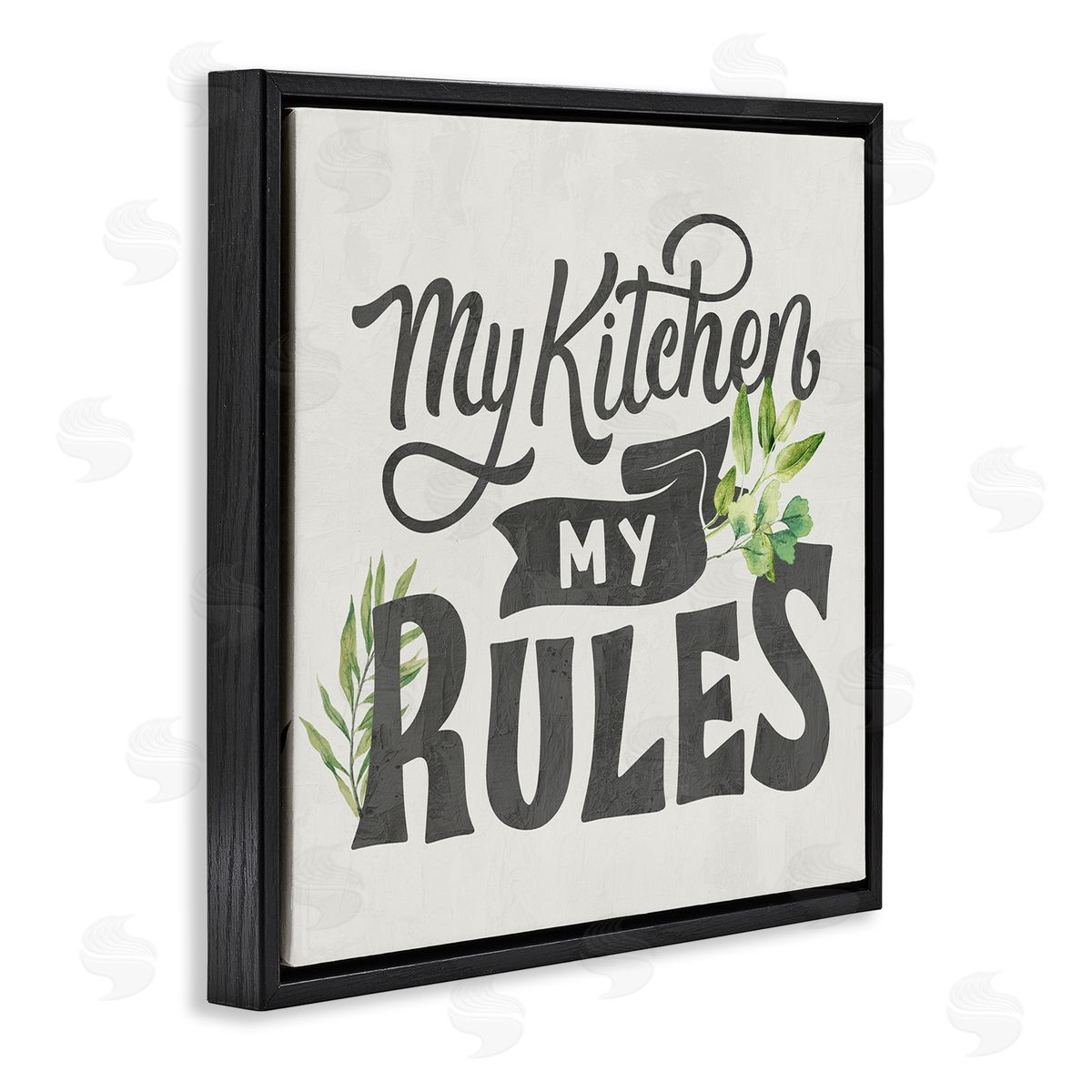 Kim Allen Retro My Kitchen Rules Black Floating Frame Canvas Wall Art Print