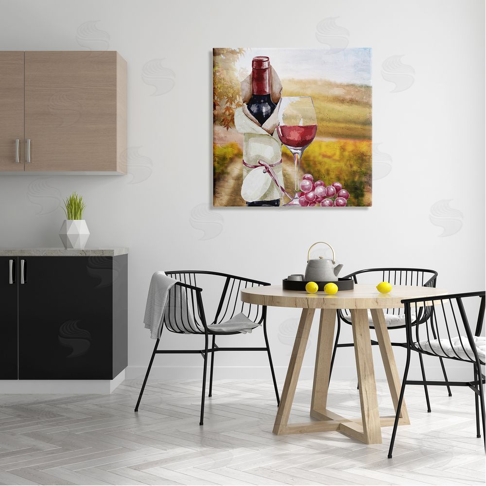 Kim Allen Wine Bottle Scenery Canvas Wall Art in Room