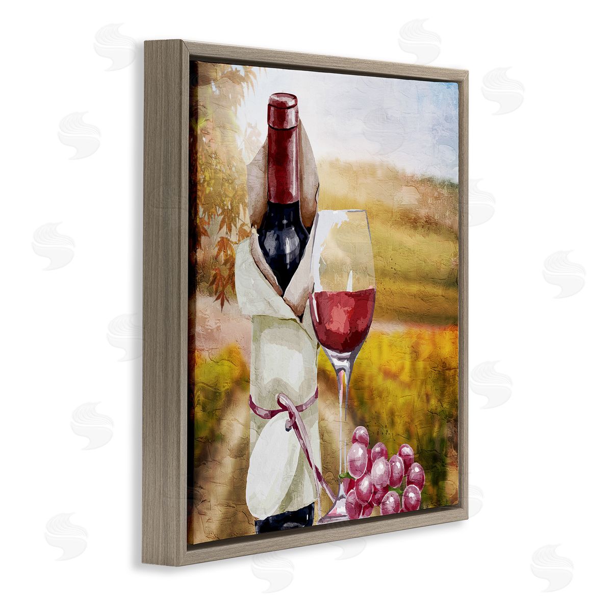 Kim Allen Wine Bottle Scenery Brown Floating Frame Canvas Wall Art Print