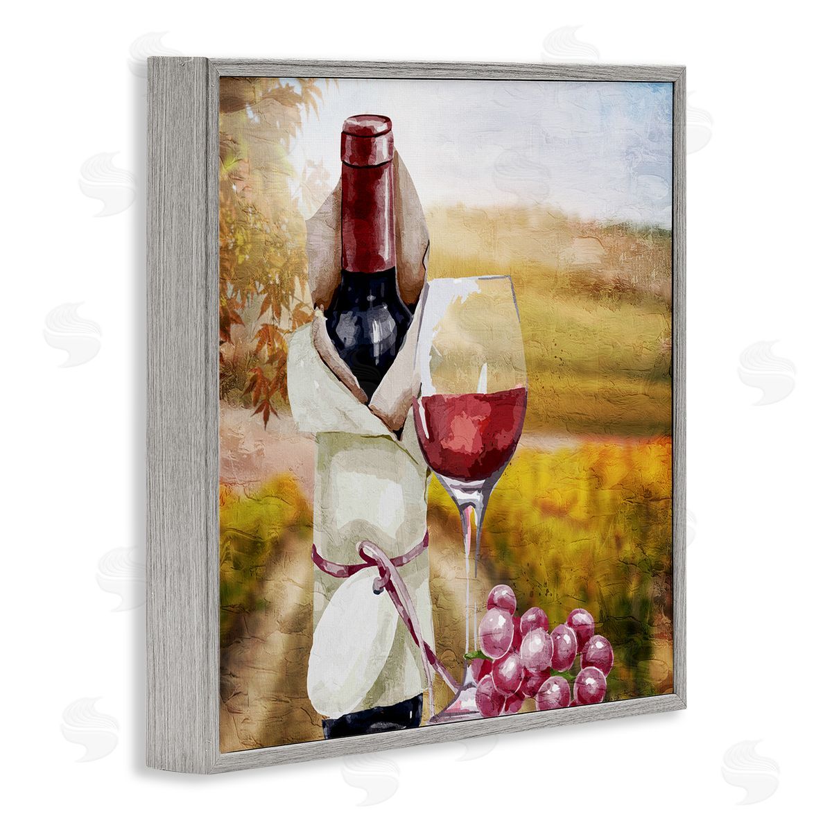 Kim Allen Wine Bottle Scenery Gray Framed Glicee Wall Art Print