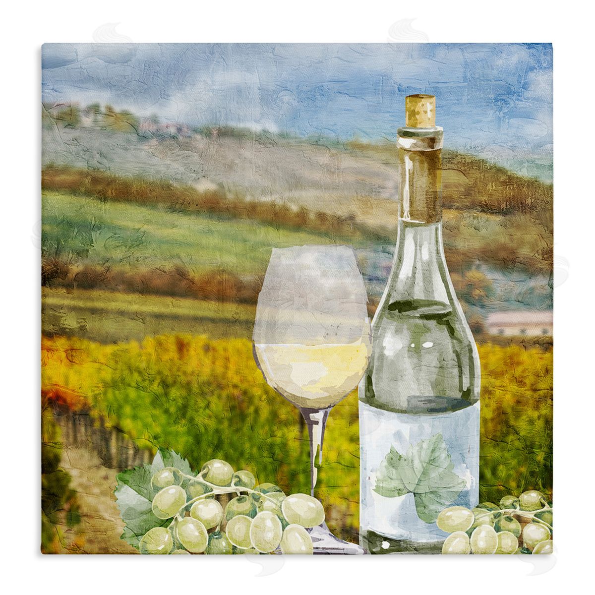 Kim Allen Wine Vineyard Scene Stretched Canvas Wall Art Print