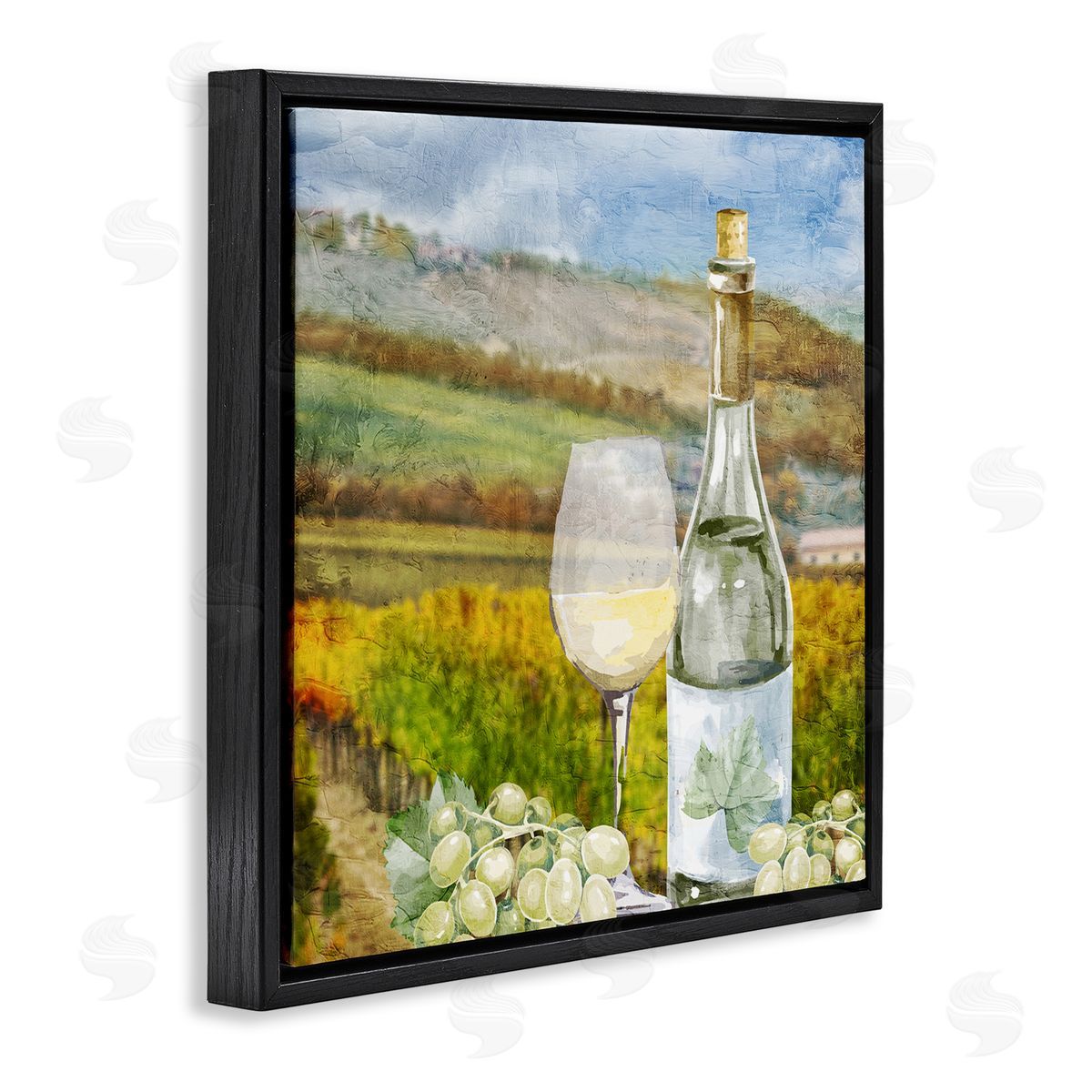 Kim Allen Wine Vineyard Scene Black Floating Frame Canvas Wall Art Print
