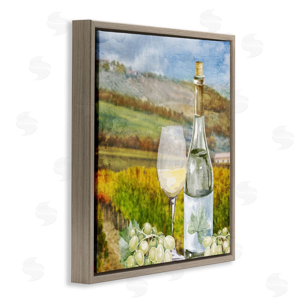 Kim Allen Wine Vineyard Scene Brown Floating Frame Canvas Wall Art Print