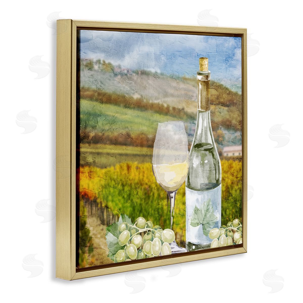 Kim Allen Wine Vineyard Scene Gold Floating Frame Canvas Wall Art Print