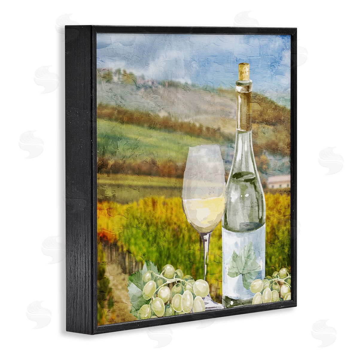 Kim Allen Wine Vineyard Scene Black Framed Glicee Wall Art Print
