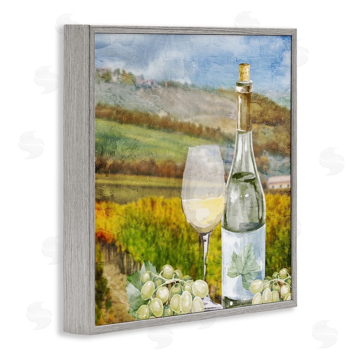 Kim Allen Wine Vineyard Scene Gray Framed Glicee Wall Art Print
