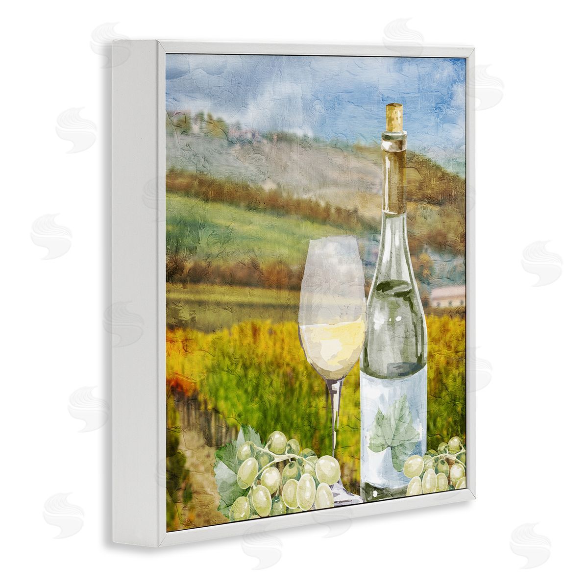 Kim Allen Wine Vineyard Scene White Framed Glicee Wall Art Print