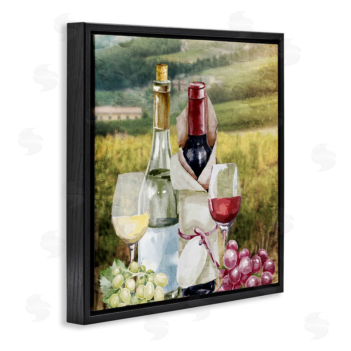 Kim Allen Wine Tasting Landscape Black Floating Frame Canvas Wall Art Print