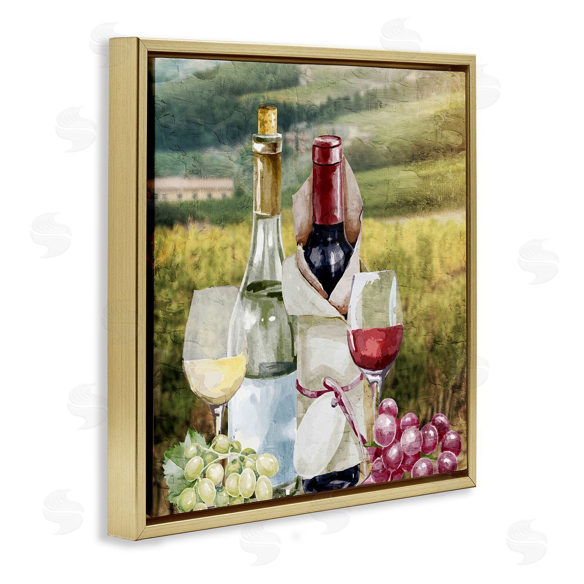 Kim Allen Wine Tasting Landscape Gold Floating Frame Canvas Wall Art Print