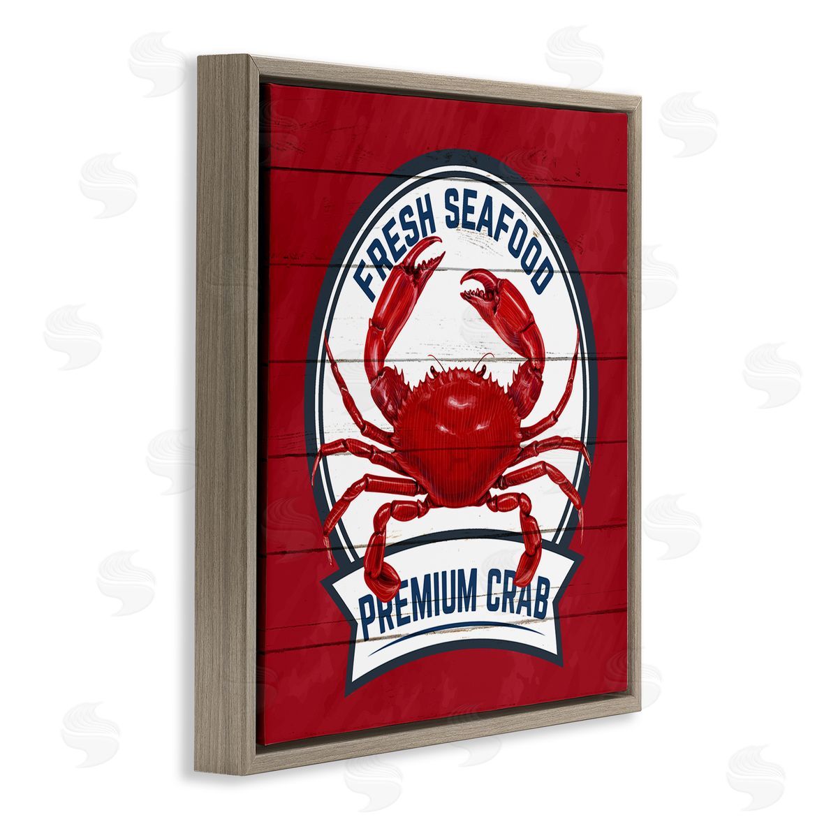 Kim Allen Premium Crab Seafood Brown Floating Frame Canvas Wall Art Print