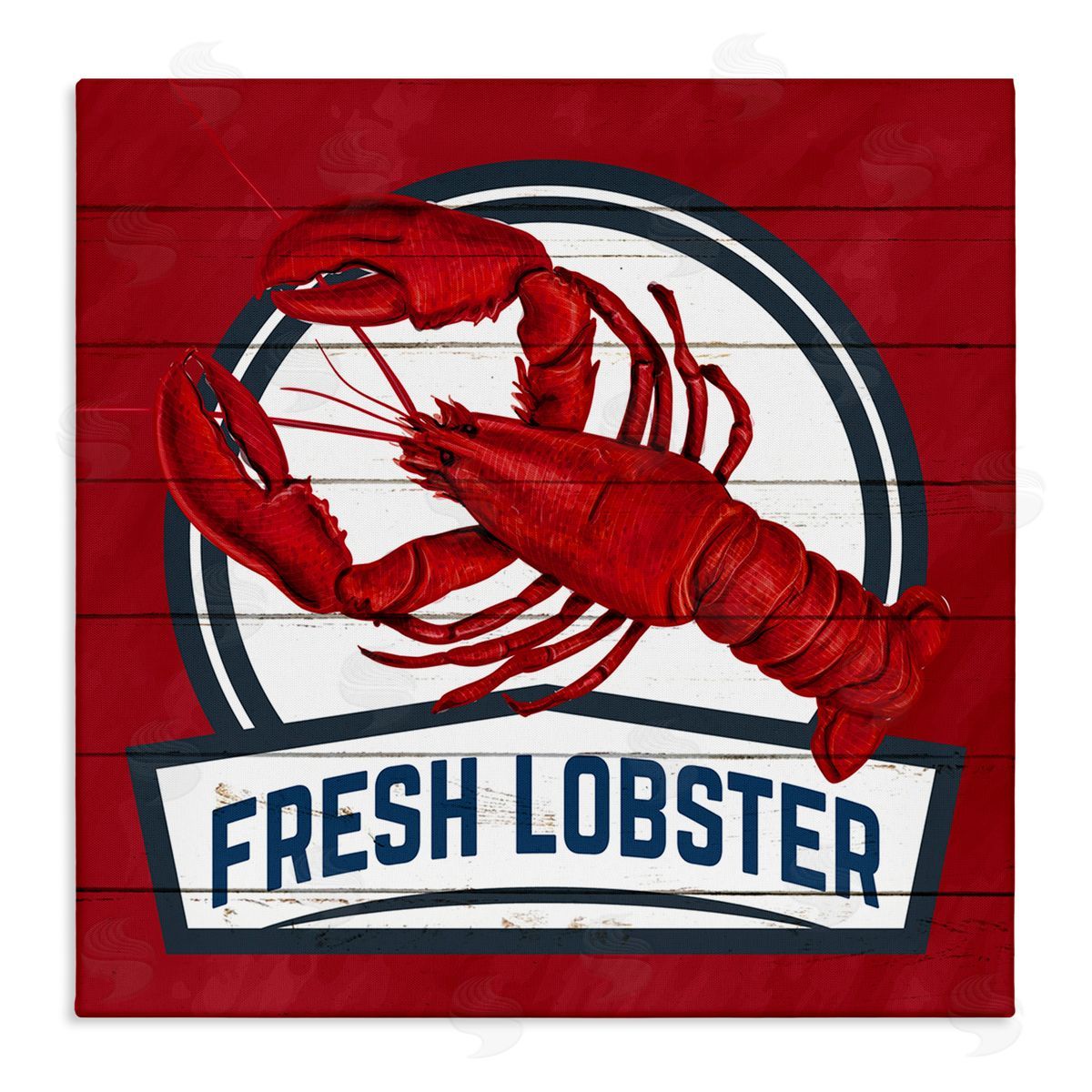 Kim Allen Red Fresh Lobster Phrase Stretched Canvas Wall Art Print
