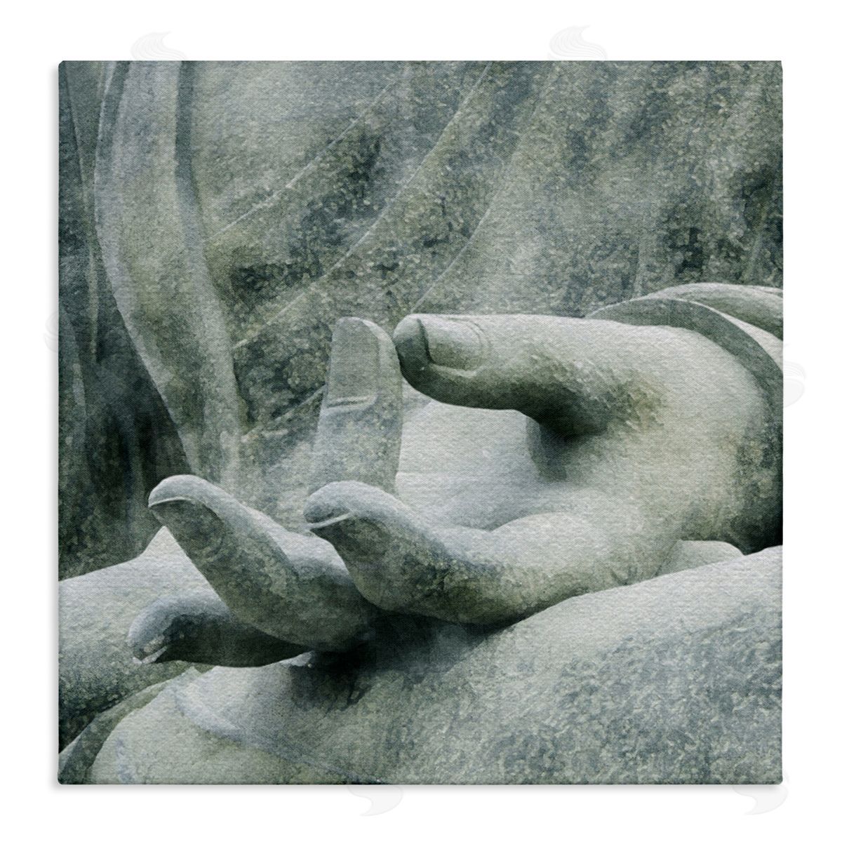LSR Design Studio Buddha Meditation Hands Stretched Canvas Wall Art Print