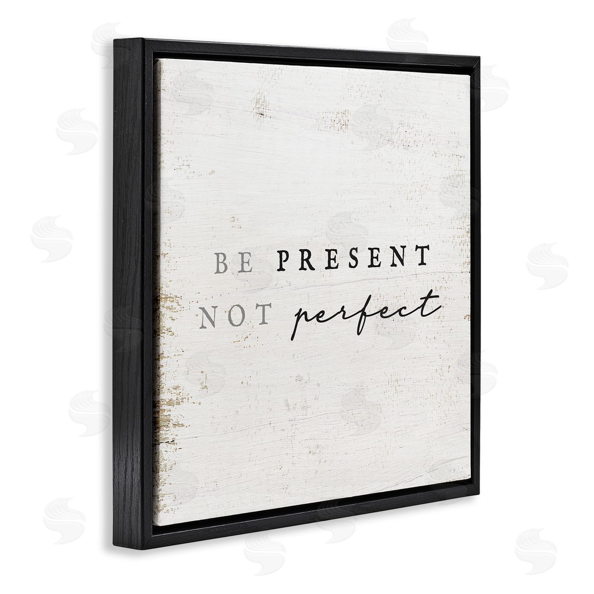 Stupell Studio Rustic Present Not Perfect Black Floating Frame Canvas Wall Art Print