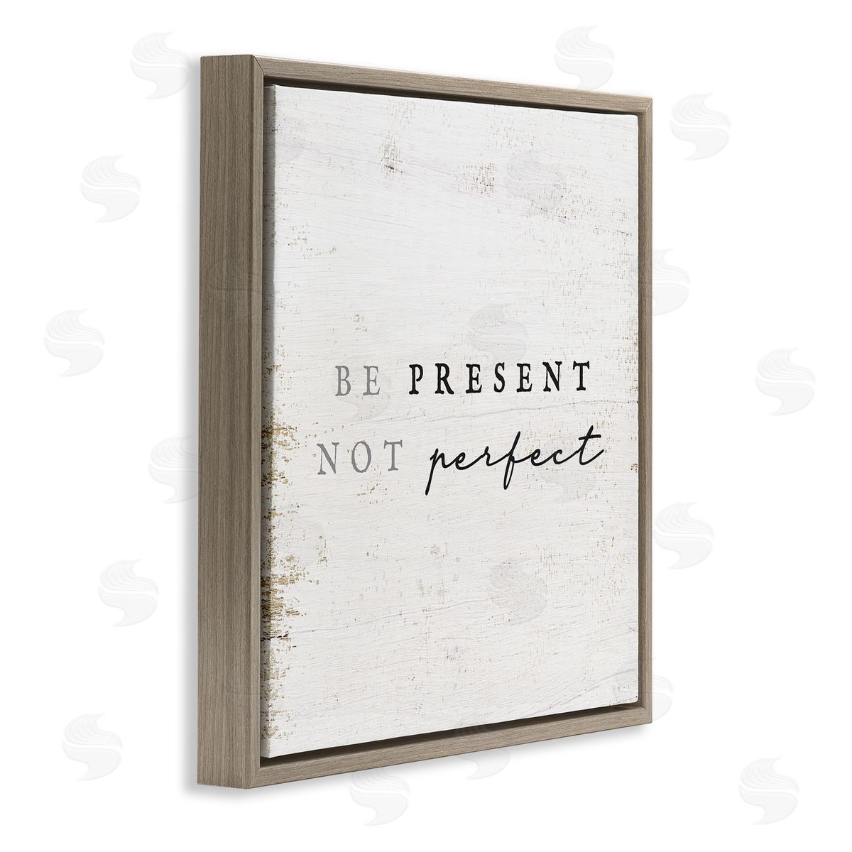 Stupell Studio Rustic Present Not Perfect Brown Floating Frame Canvas Wall Art Print