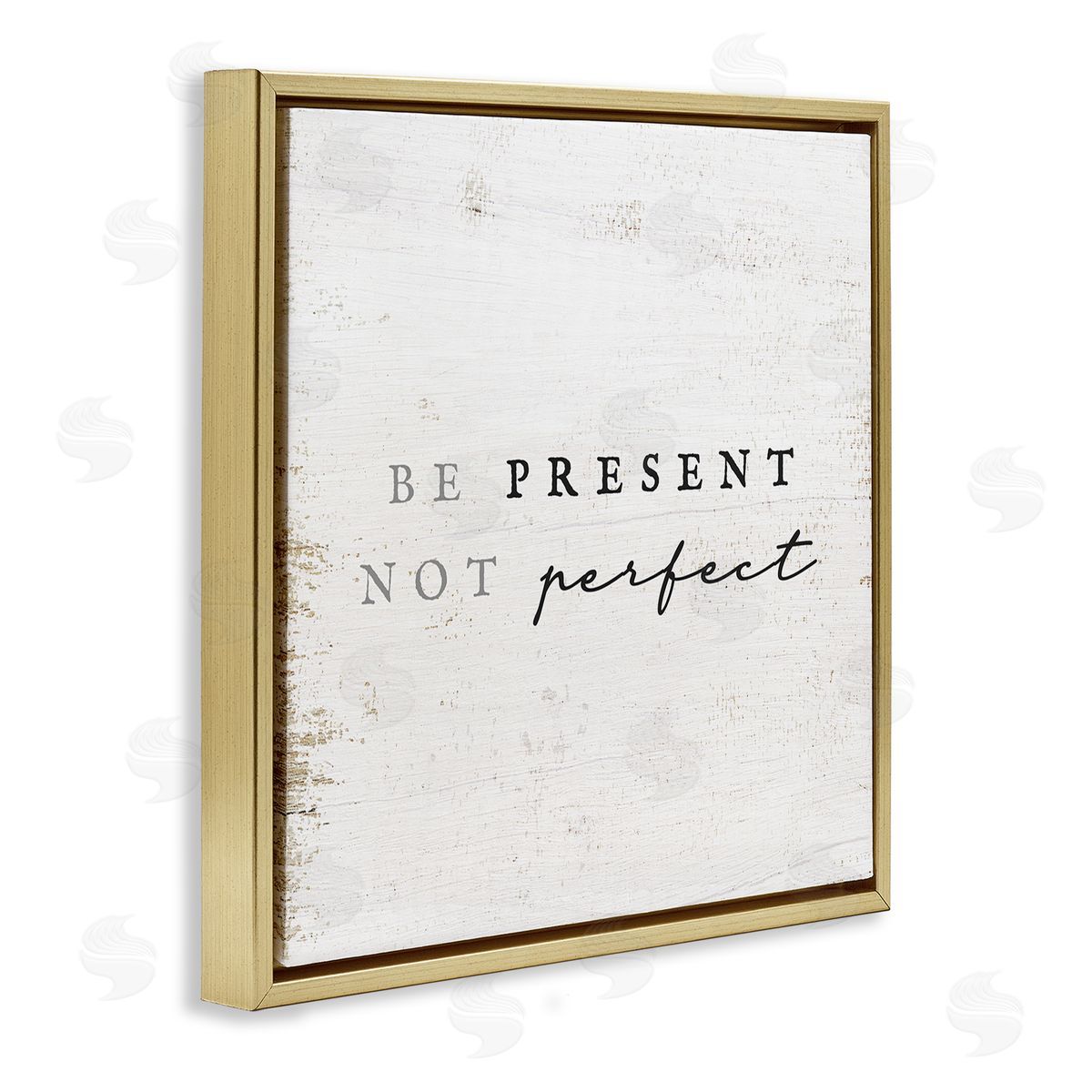 Stupell Studio Rustic Present Not Perfect Gold Floating Frame Canvas Wall Art Print