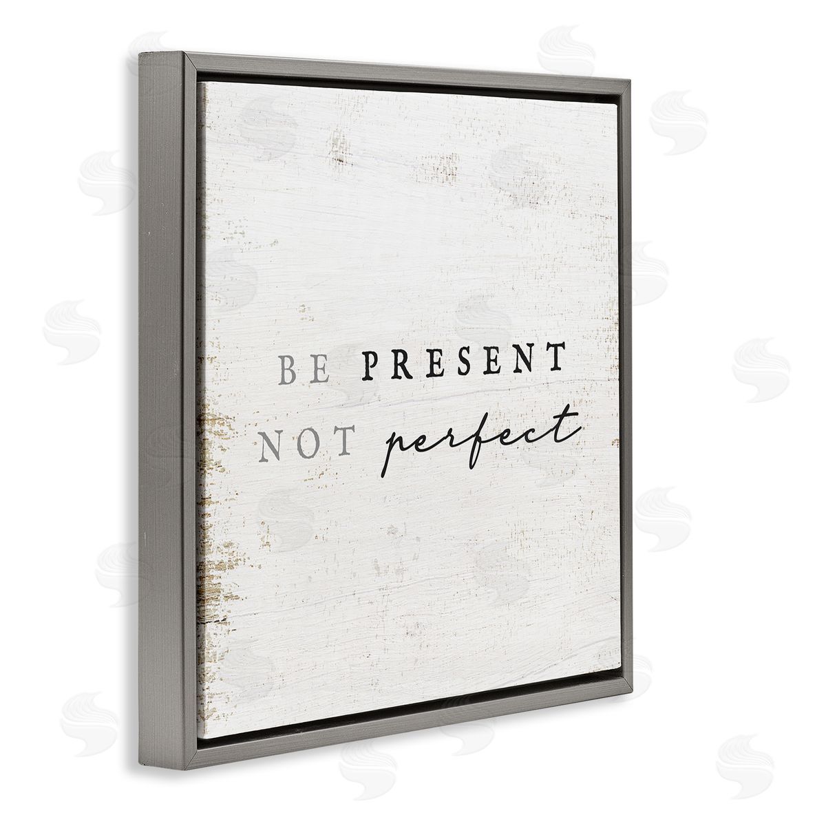 Stupell Studio Rustic Present Not Perfect Gray Floating Frame Canvas Wall Art Print