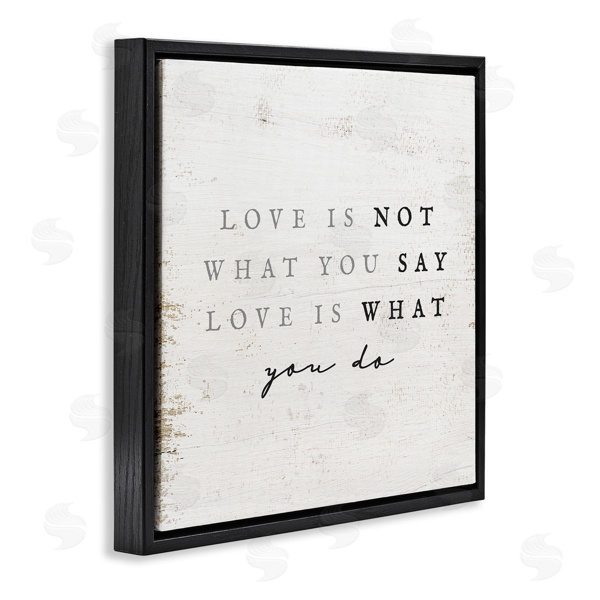 Stupell Studio Rustic Love Phrase Black Floating Frame Canvas Wall Art Print