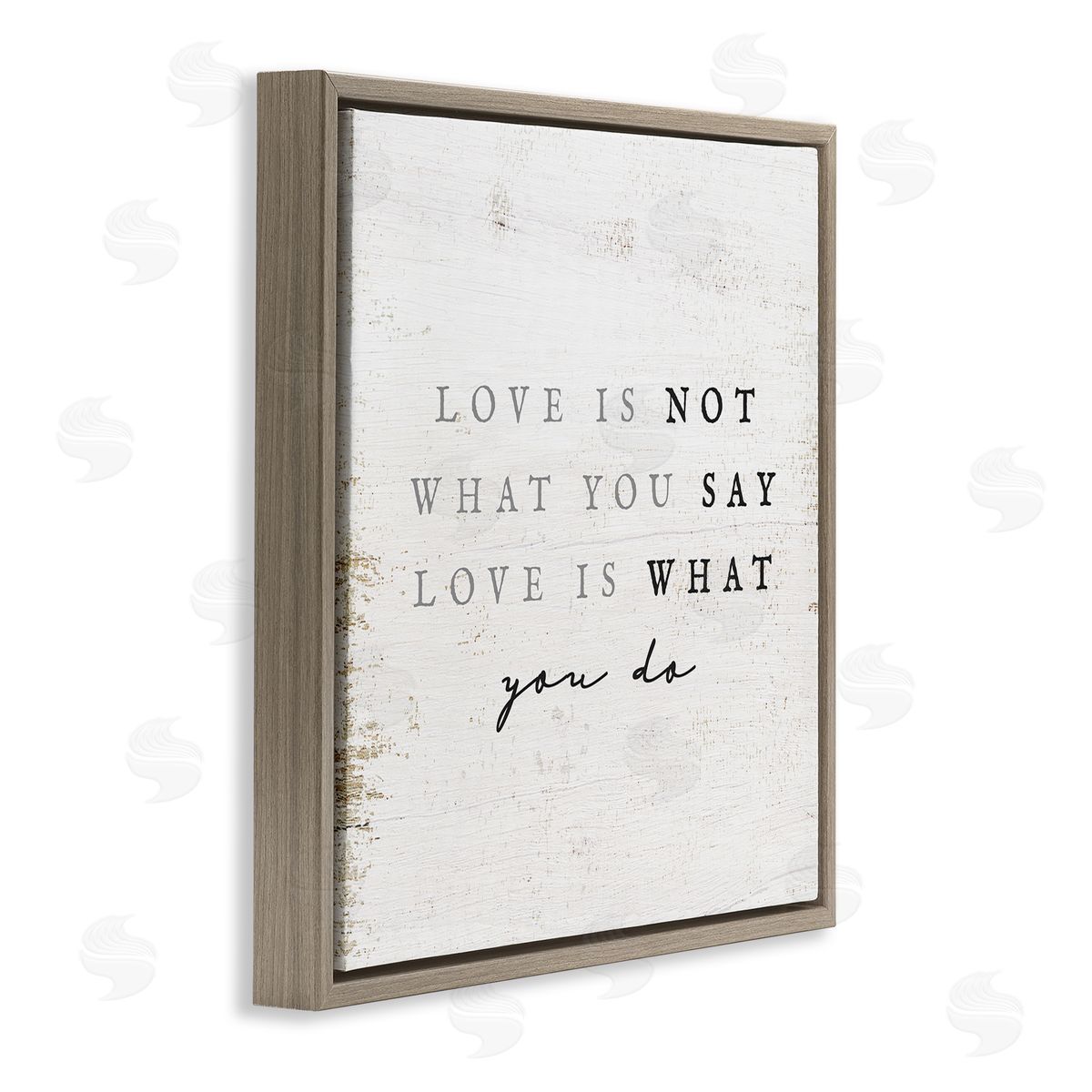 Stupell Studio Rustic Love Phrase Brown Floating Frame Canvas Wall Art Print