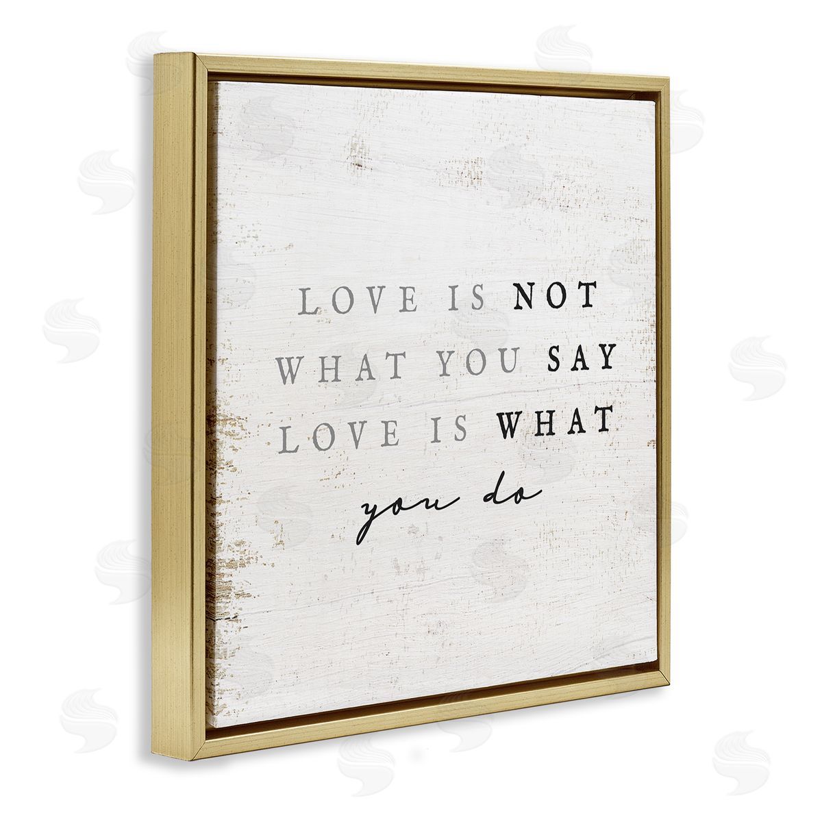 Stupell Studio Rustic Love Phrase Gold Floating Frame Canvas Wall Art Print