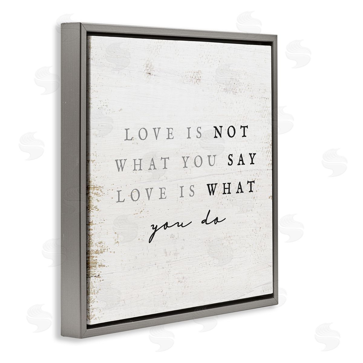 Stupell Studio Rustic Love Phrase Gray Floating Frame Canvas Wall Art Print