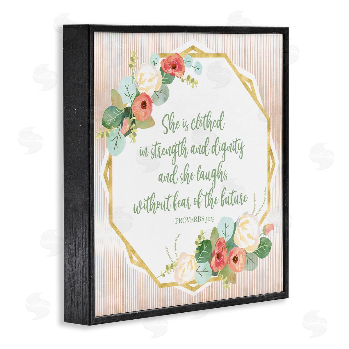 Sally Ball Sharp Floral Bible Verse Phrase Black Framed Glicee Wall Art Print