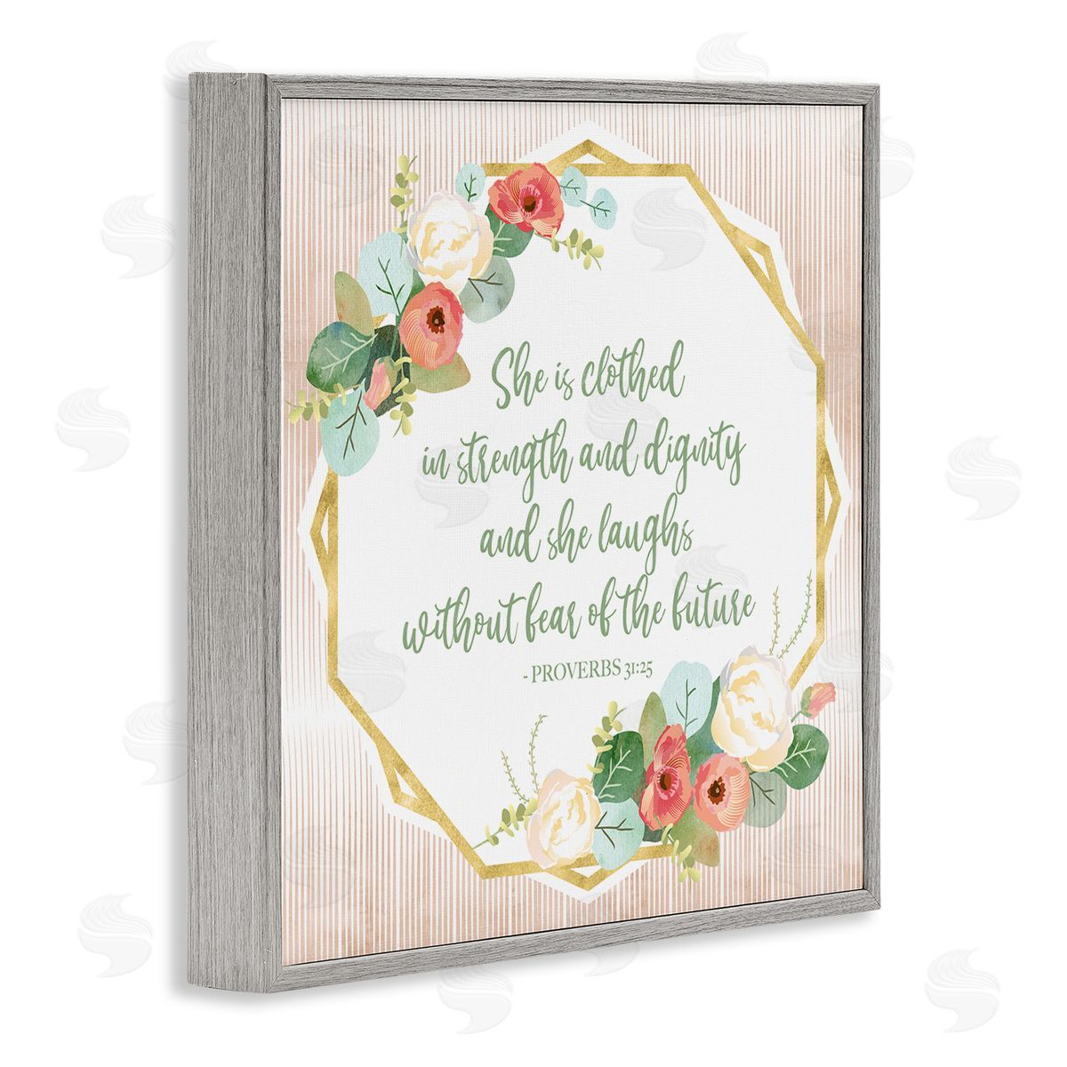 Sally Ball Sharp Floral Bible Verse Phrase Gray Framed Glicee Wall Art Print