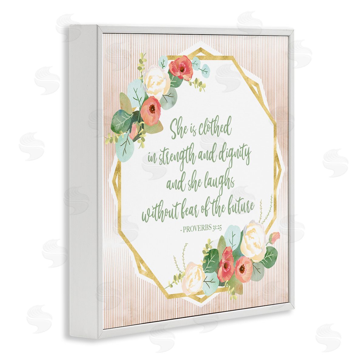 Sally Ball Sharp Floral Bible Verse Phrase White Framed Glicee Wall Art Print