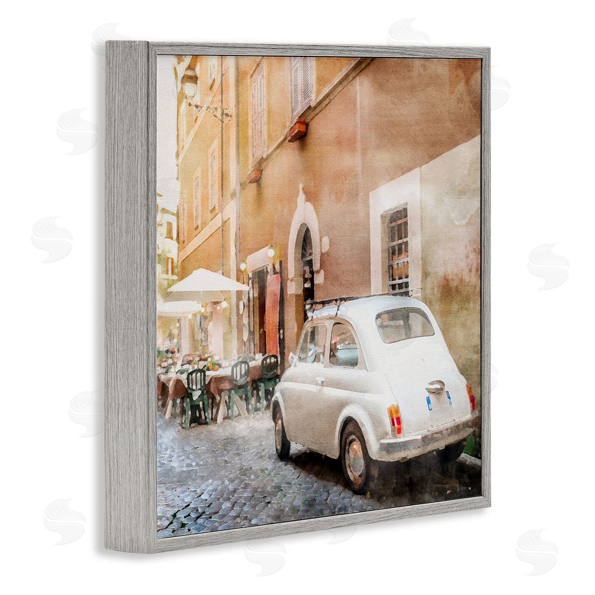 LSR Design Studio White Buggy in City Gray Framed Glicee Wall Art Print