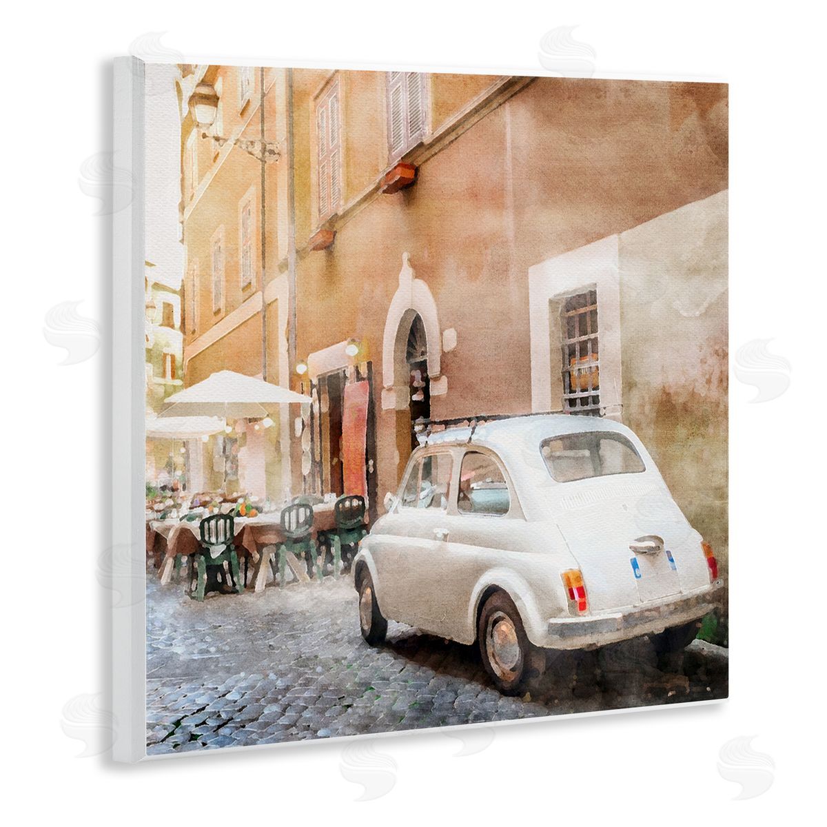 LSR Design Studio White Buggy in City Wooden Wall Plaque Art Print