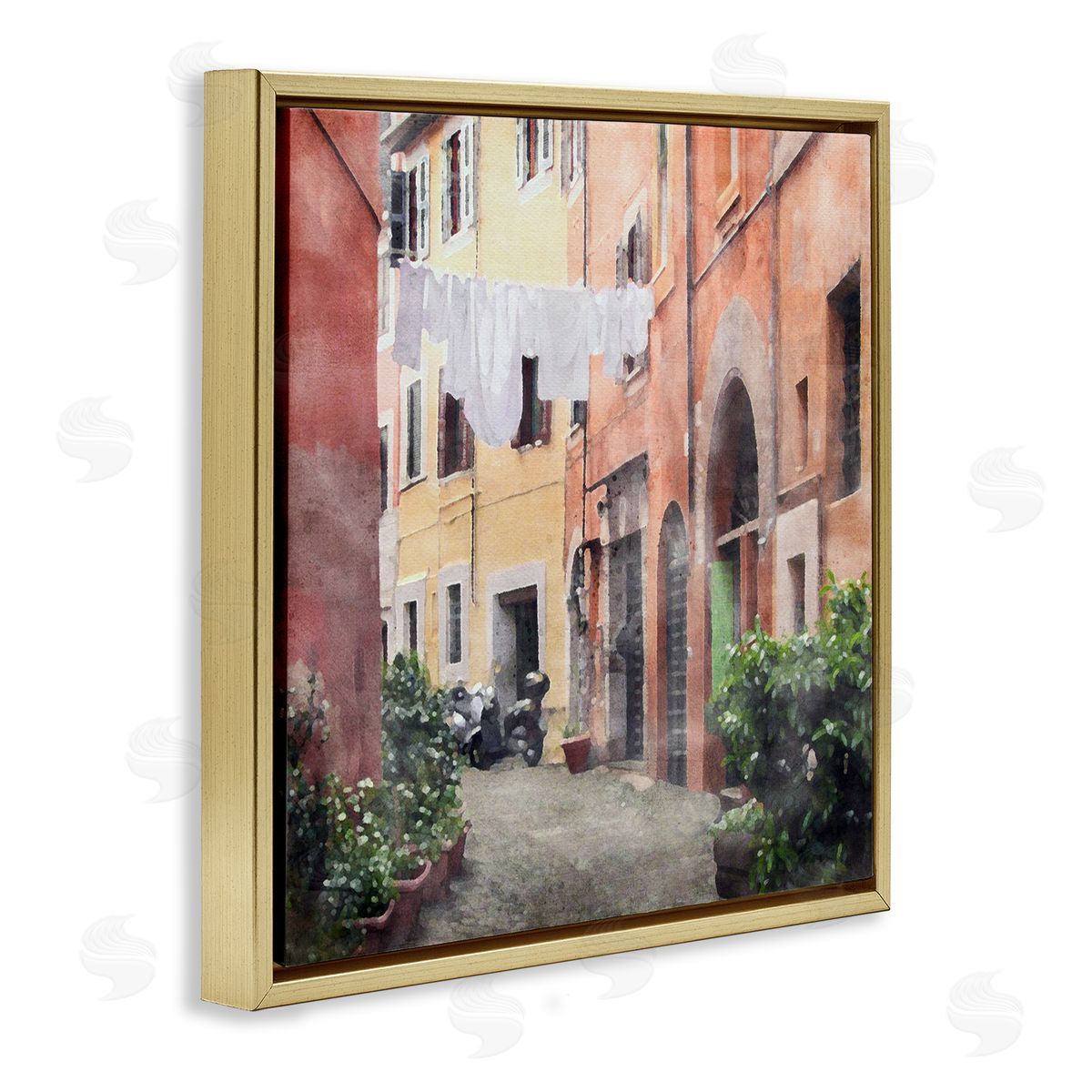 LSR Design Studio Italy Street View Gold Floating Frame Canvas Wall Art Print