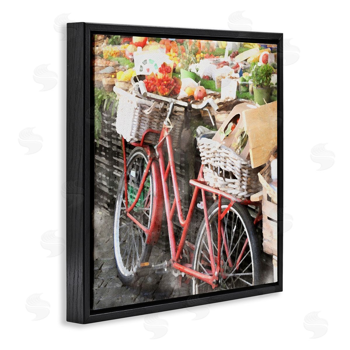 LSR Design Studio Bike at Farmer's Market Black Floating Frame Canvas Wall Art Print