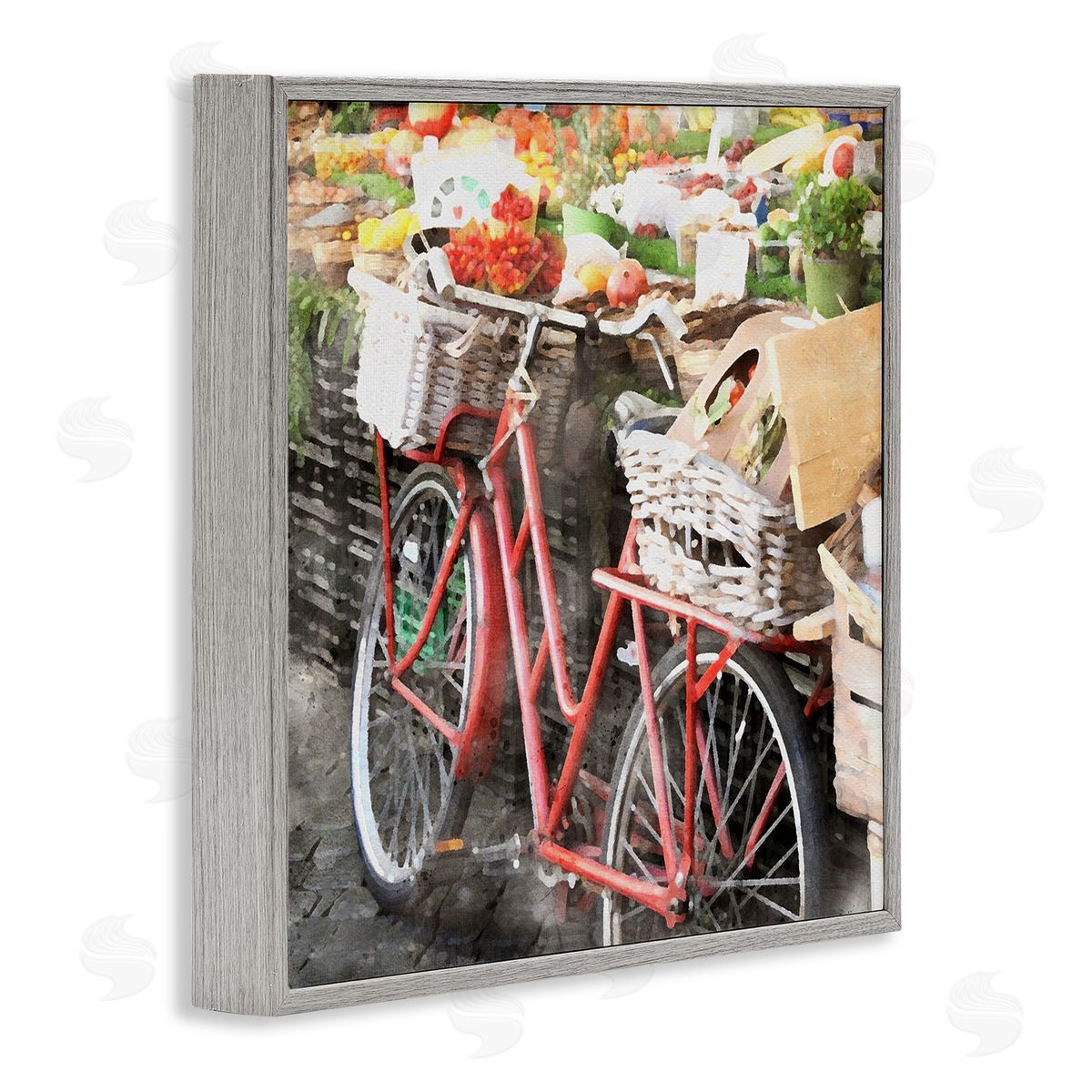 LSR Design Studio Bike at Farmer's Market Gray Framed Glicee Wall Art Print