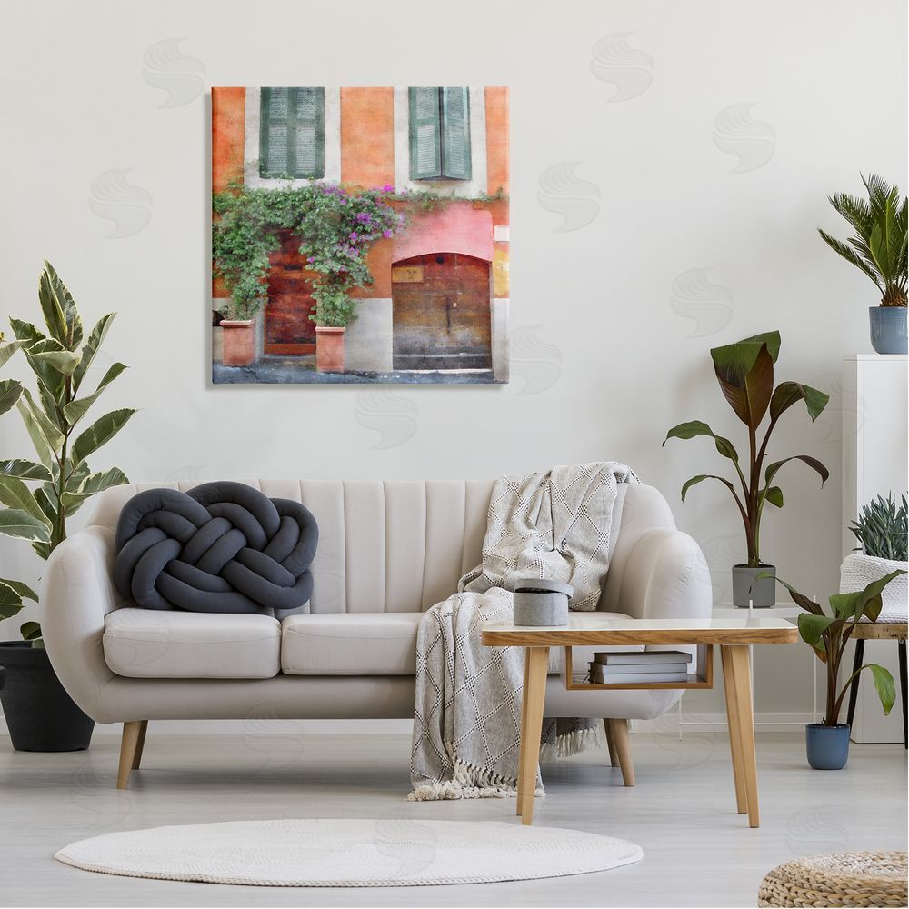 LSR Design Studio Floral Building in Italy Canvas Wall Art in Room