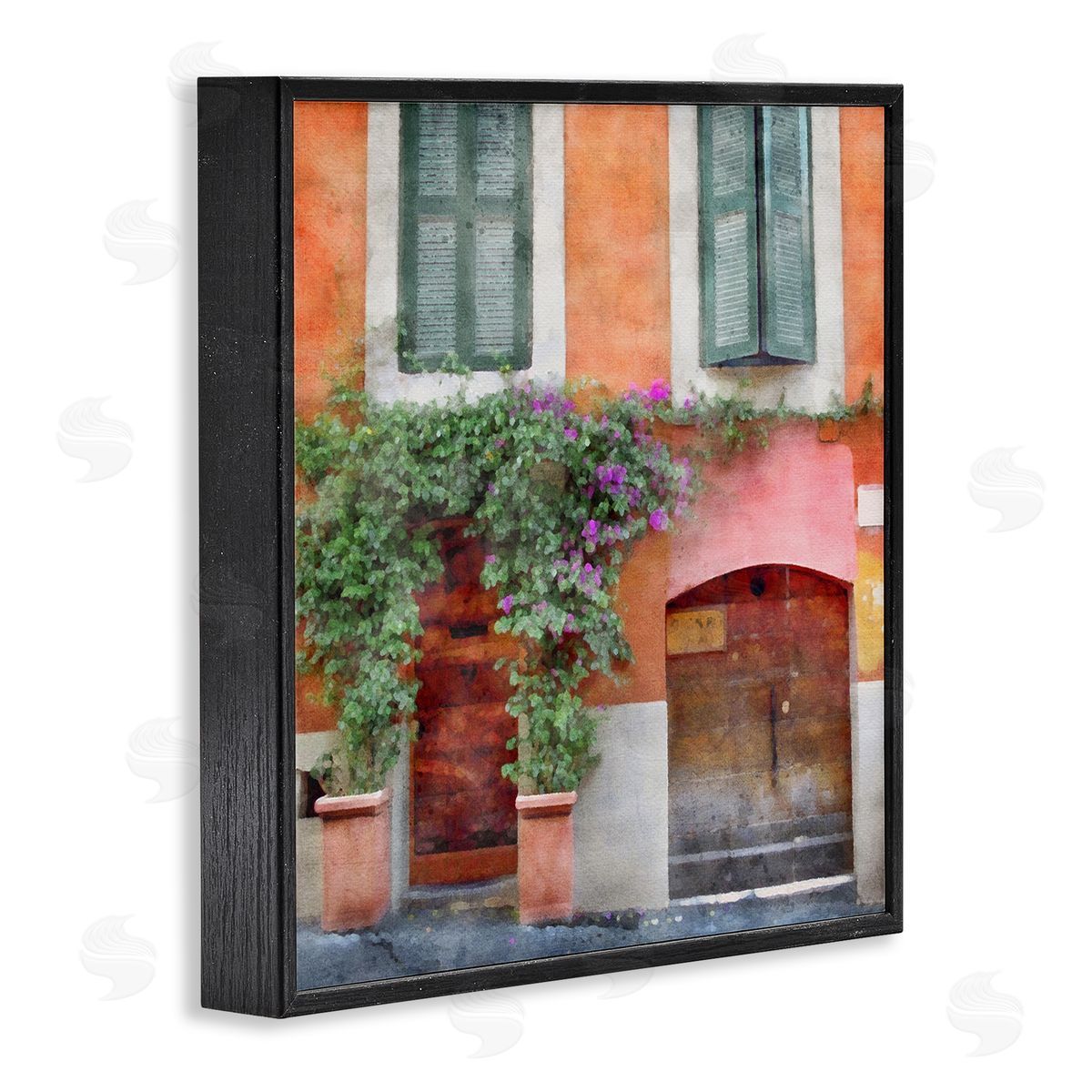 LSR Design Studio Floral Building in Italy Black Framed Glicee Wall Art Print